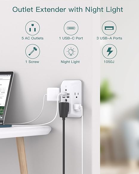 Outlet Extender with Night Light